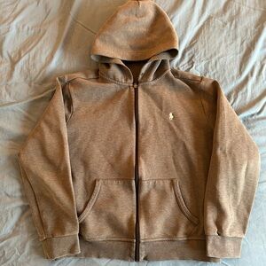 Polo Ralph Lauren Double-Knit Full-Zip Hoodie Size Large Heather Gray